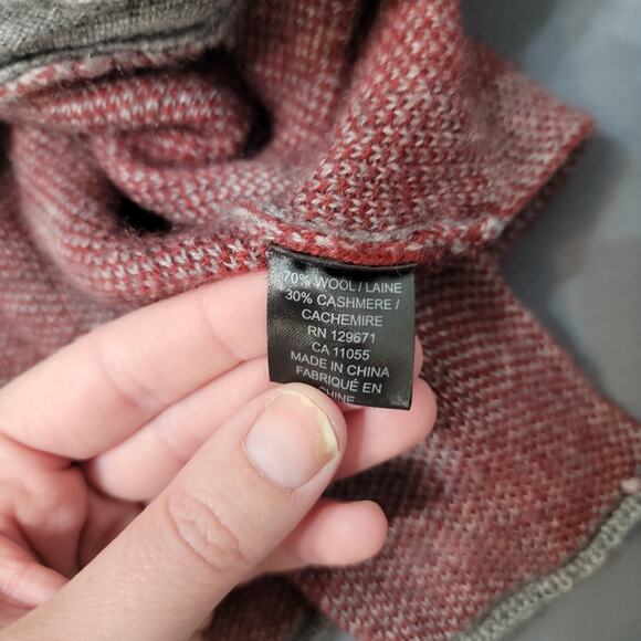 360 Cashmere Wool Cashmere Plaid Jacket Button Front Red Gray - Picture 8 of 10